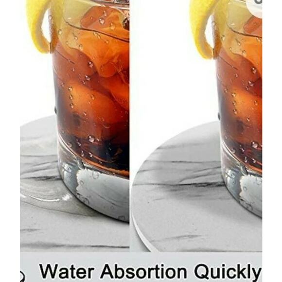 Marble Style Ceramic Drink Coasters -Set of 8 for hot or cold drinks -New in Box - Picture 5 of 5